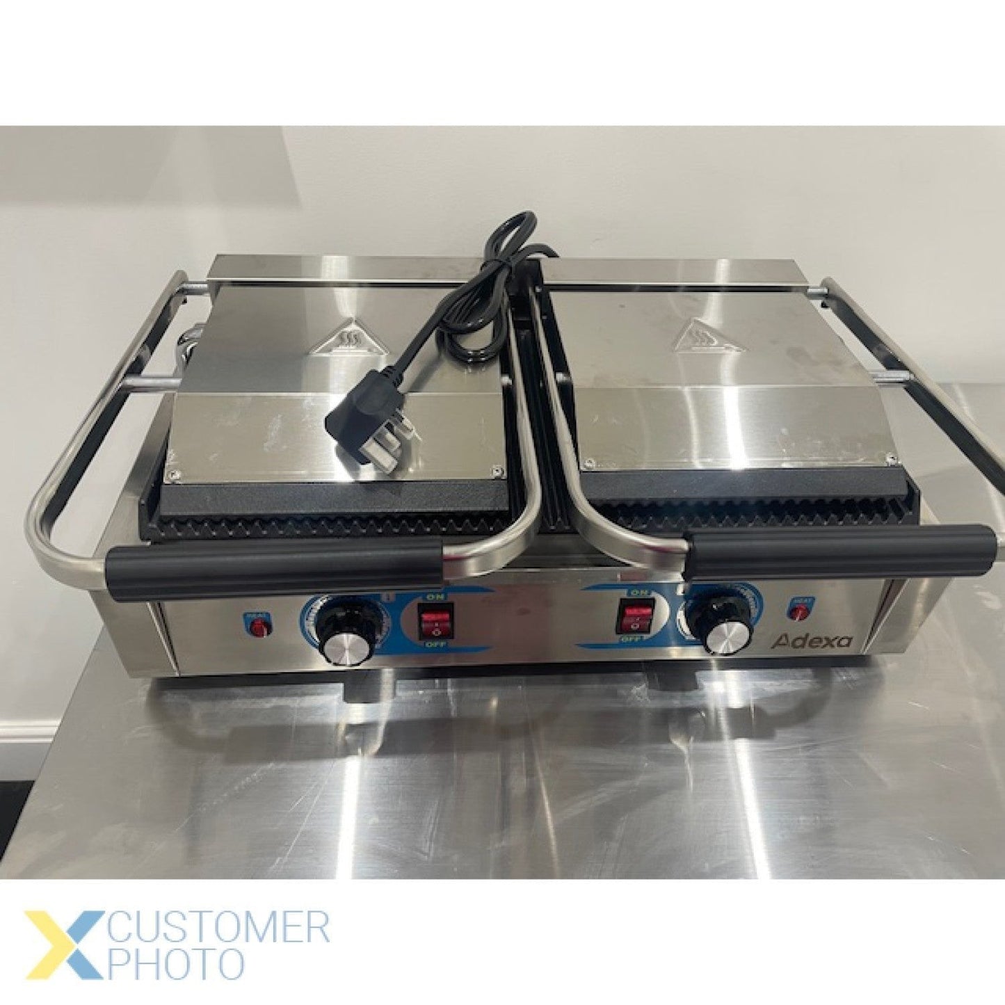 Heavy Duty Twin Panini Contact grill Dual Zone 3.6kW Ribbed | Adexa MLP813
