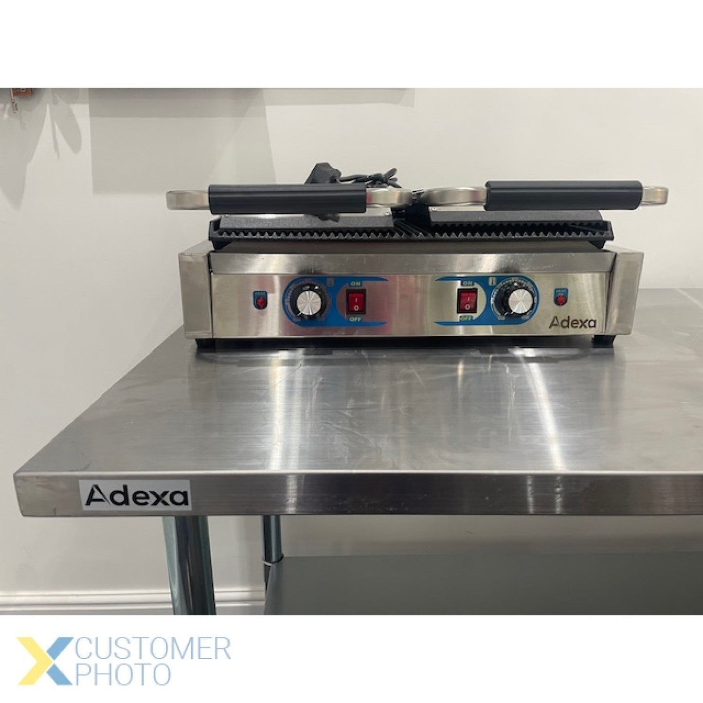 Heavy Duty Twin Panini Contact grill Dual Zone 3.6kW Ribbed | Adexa MLP813